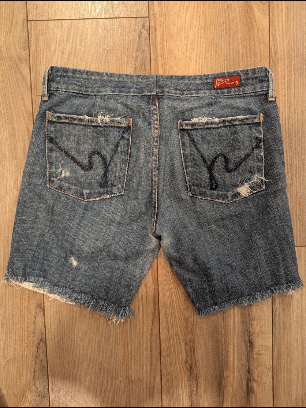 Citizens Of Humanity Medium Blue Distressed Denim Cutoff Shorts